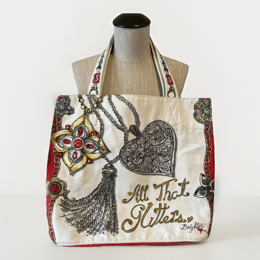 Brighton All That Glitters Merry And Brighton Large Canvas Tote Bag Mulitcolor